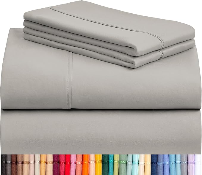 LuxClub 4 PC California King Sheet Set, Breathable Luxury Bed Sheets, Deep Pockets Wrinkle Free Cooling Sheets Machine Washable Hotel Bedding Silky Soft - Light Taupe Cal King