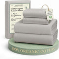 LANE LINEN 100% Organic Cotton Sheets King Size, Low Pilling Fade Resistant Machine Washable Naturally Cooling King Bedding Set, Soft & Comfy Sustainably Produced Cotton Sheets - Snowdrop