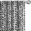 Ambesonne Black and White Window Curtains, Modern Grunge Botany Motif Monochrome Brush Paint Style Strokes, Lightweight Decor 2-Panel Set with Rod Pocket, Pair of - 28" x 84", White and Black