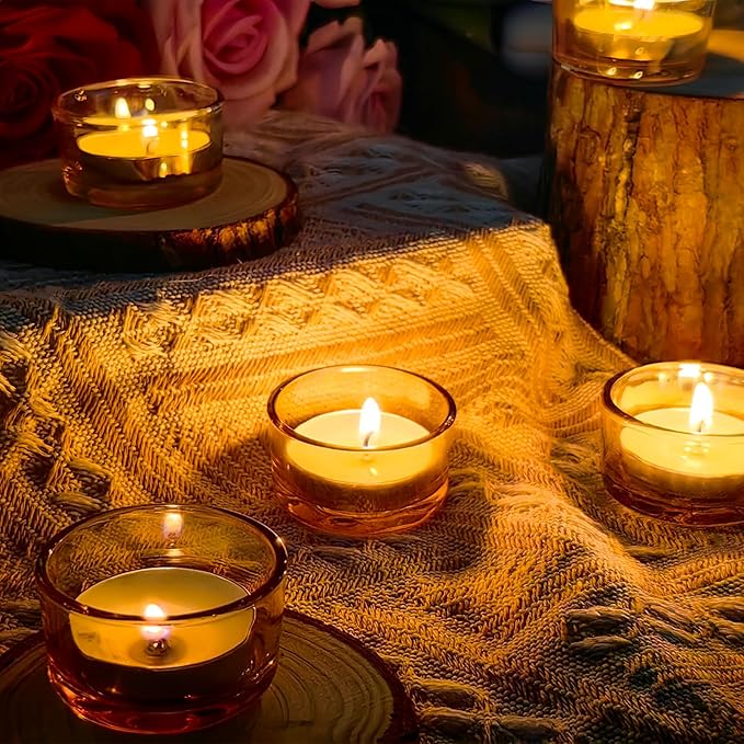 GOLDEAL 60 Pcs Gold Glass Tealight Candle Holders-Tea Candle Holders Bulk - Perfect for Weddings, Parties, Dinners - Ideal for 1.5" Standard Tealights and Candle Moulds