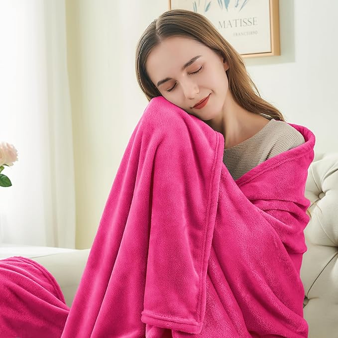 BEDELITE Fleece Blanket Twin Size Hot Pink Throw Blankets for Couch & Bed, 300GSM Luxury Plush Cozy Fuzzy Blanket 60x80 inches, Super Soft Warm Lightweight Throw Blanket for Travel Camping