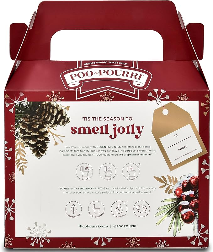 Poo-Pourri Before-You-Go Toilet Spray Gift Set, Spritzmas Sprice and Oh Spritzmas Tree 2 Ounce Bottles in Gift Box