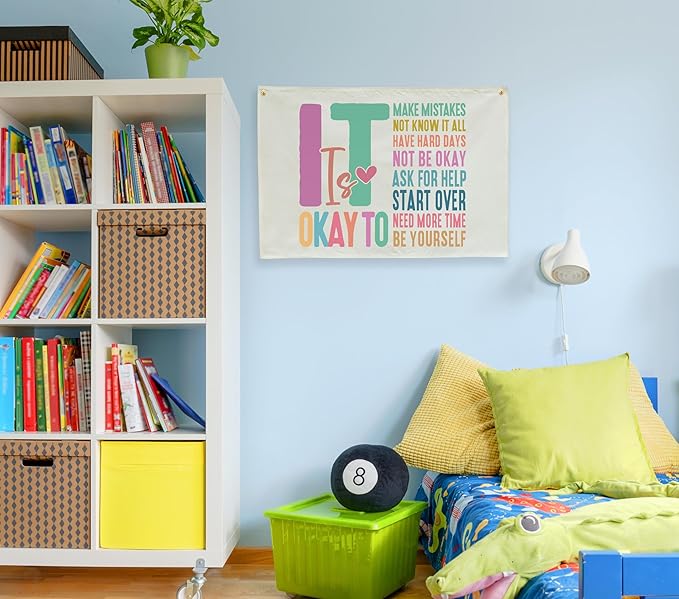 Nursery Banner Wall Decor-Boho Hanging Banner Pennant Poster Flags-for Baby Boy Girl Room Home Playroom Classroom-Baby Present Shower Birthday Christmas-It is Okay to Make-28.5x20 Inches