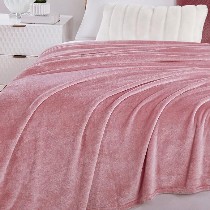 Walensee Fleece Blanket Plush Throw Fuzzy Lightweight (King Size 108x90 Blush) Super Soft Microfiber Flannel Blankets for Couch, Bed, Sofa Ultra Luxurious Warm and Cozy for All Seasons