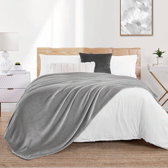 Walensee Fleece Blanket Plush Throw Fuzzy Lightweight (King Size 108x90 Ash Grey) Super Soft Microfiber Flannel Blankets for Couch, Bed, Sofa Ultra Luxurious Warm and Cozy for All Seasons