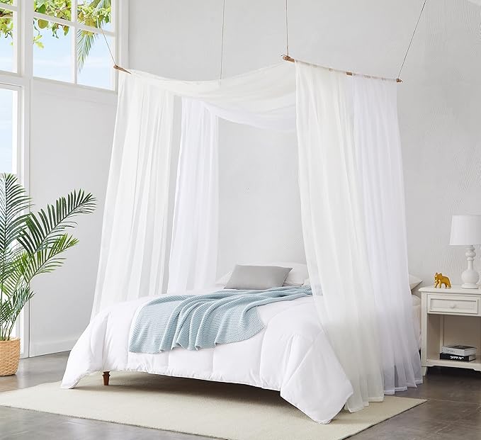 Warm Home Designs 30 Feet Long Sheer Light Beige Window Scarf. These XXL Length Valance Window Scarves 54 X 360 Inches in Size. Great as Bed Canopy or Wedding Arch Draping Fabric. AM Beige 360"