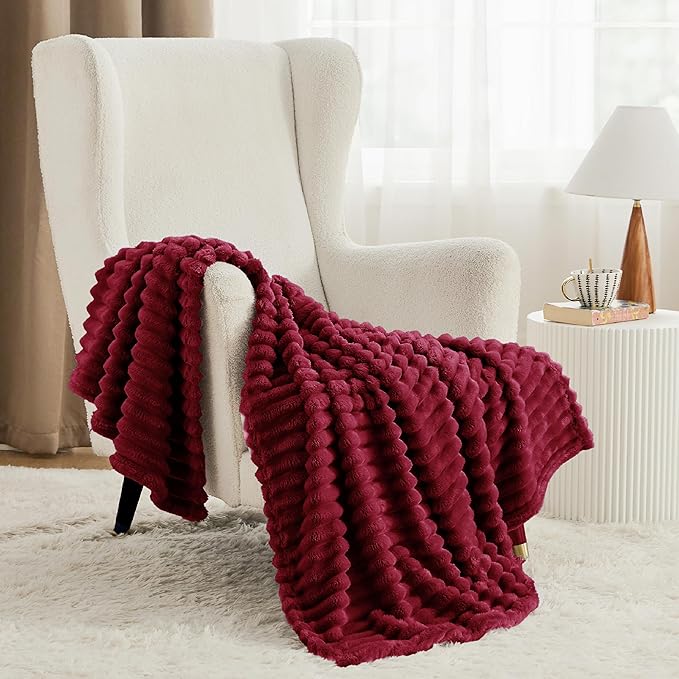 Bedsure GentleSoft Deep Red Twin Blanket for Bed - Cozy Soft Blankets for Women, Cute Large Throws for Girls, 66x90 Inches