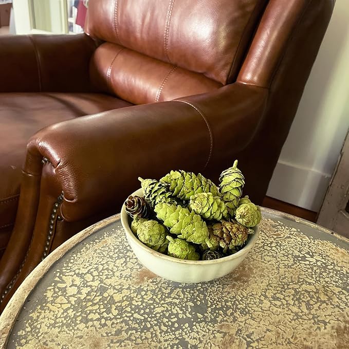 Hillhouse Naturals Cedar & Pine 8oz Potpourri Green Pine Cones. Our Potpourri Combines The Fresh Scent of Pine with a Subtle hint of Cedar and Citrus Peel. Made in The USA.