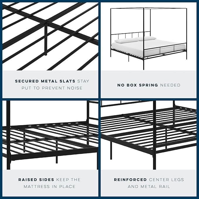 Novogratz Marion Canopy Bed, King, Black