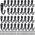 Coat Hooks-38 Pack Farmhouse Hooks with Metal Screws, Black Decorative Rustic Coat Hooks Rack, Wall Mounted Single Prong Robe Hook,Vintage Organizer Hanging Wire Hook Clothes Hanger