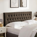 Tufted Upholstered Headboard Full Size, Solid Wood Head Board with Durable Metal Legs, Adjustable Height Bed headboard from 37” to 51” Fabric Headboard in Modern Button Design, Chocolate