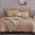 Monbix King Size Comforter Set - 7 Pieces Bed in a Bag King, Rust Pink Bedding Sets with Comforter, All Seasons Down Alternative Comforter Bed Set with Sheets, Pillowcases & Shams
