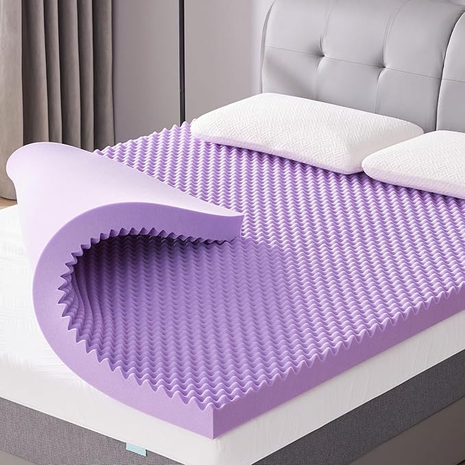 SINWEEK 3 Inch Egg Crate Memory Foam Mattress Topper King Size, Soft Mattress Pad for Back Pain Relief, Bed Topper, CertiPUR-US Certified