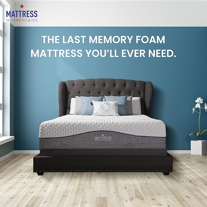 Queen Mattress America Revive Gel Memory Foam Mattress Fiberglass Free, 12 Inch , Queen