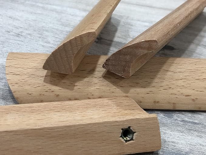 2Pcs Unfinished Wood Solid Furniture Pulls Handles,Unfinished Unpainted Paintable Wooden Handles Cupboard Closet Drawer Handle Pull,Length 6.1",Hole Dis.5.04"