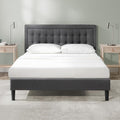 ZINUS Dachelle Upholstered Platform Bed Frame, Mattress Foundation, Wood Slat Support, No Box Spring Needed, Eco Friendly WonderBox (TM) Packaging, Easy Assembly, Dark Grey, Queen