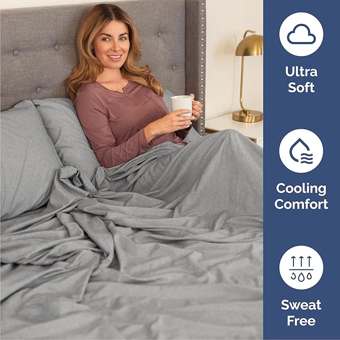 Queen Sheets Set 6 Piece - Includes 4 Pillowcases - Bed Sheets Queen Size - Soft Hotel Luxury Bedding - Cooling, Comfy & Breathable - 1 Flat & 1 Fitted & 4 Pillowcases w/ Deep Pockets - Heathered Grey
