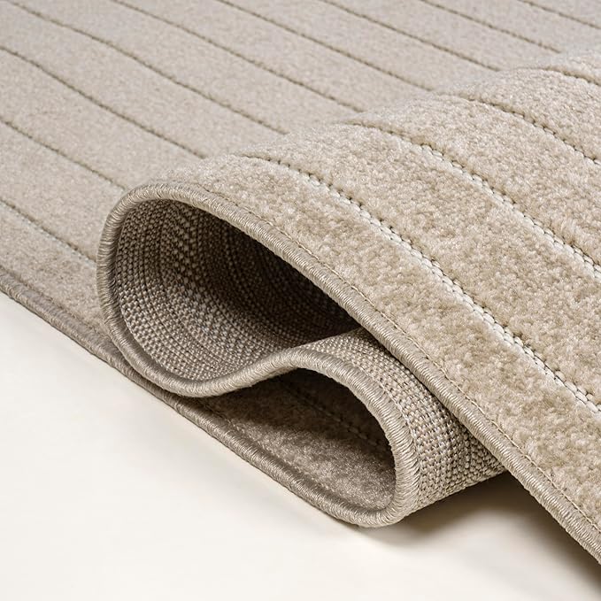 Eyely NCS101E-8 Odense High-Low Minimalist Angle Geometric Beige/Cream 8 ft. x 10 ft. Indoor/Outdoor Area Rug, for Home, Backyard, Patio, Porch, Bedroom, Kitchen, Living Room
