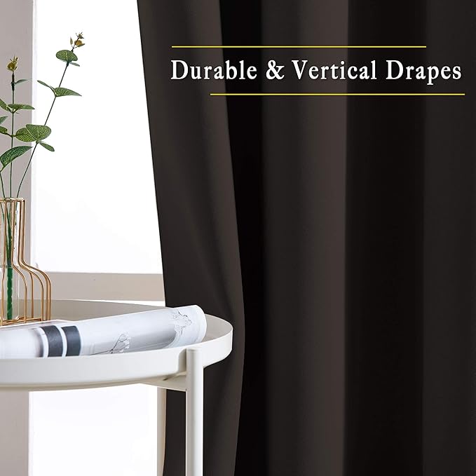 NICETOWN Blackout Curtains Grommet 2 Panels Toffee Brown Drapes 95 Inches Long