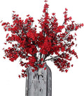 JAKY-Global 20pcs Babys Breath Artificial Flowers Gypsophila Bouquet Bulk Fake Spring Silk Small Flowers Real Touch Faux Floral for Home Bedroom Kitchen Garden Wedding Christmas Party DIY Decor (Red)