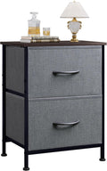 WLIVE Nightstand, 2 Drawer Dresser for Bedroom, Small Dresser with 2 Drawers, Bedside Furniture, Night Stand, End Table with Fabric Bins for Bedroom, Closet, Entryway, College Dorm, Dark Grey