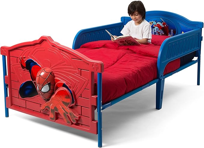 Delta Children Plastic 3D-Footboard Twin Bed, Marvel Spider-Man Snooze 6 inch Memory Foam Twin Mattress (Bundle)