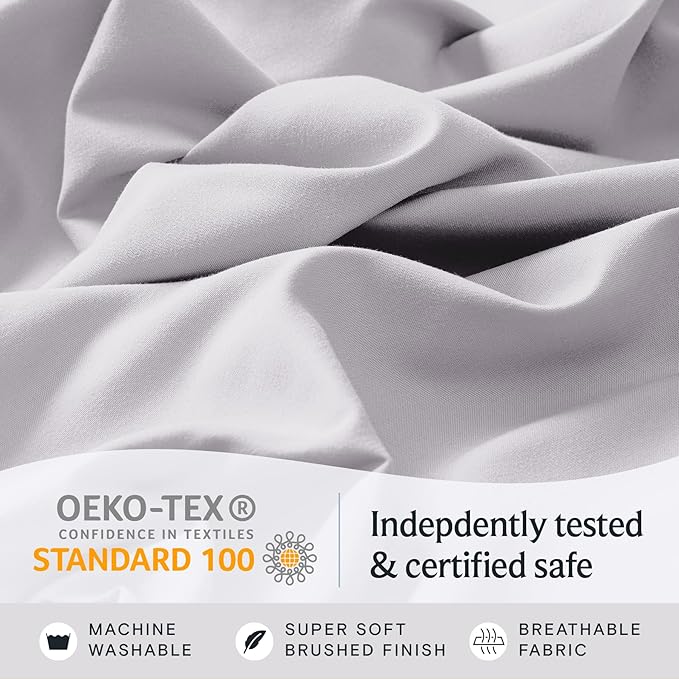 LuxClub 3 PC Sheet Set Bed Sheets Deep Pockets 16" Eco Friendly Wrinkle Free Cooling Machine Washable Hotel Bedding Silky Soft - Dove Gray Twin XL