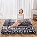 MAXYOYO Japanese Futon Mattress - Thick Comfortable Roll Up Sleeping Pad, Twin, Black Stripe