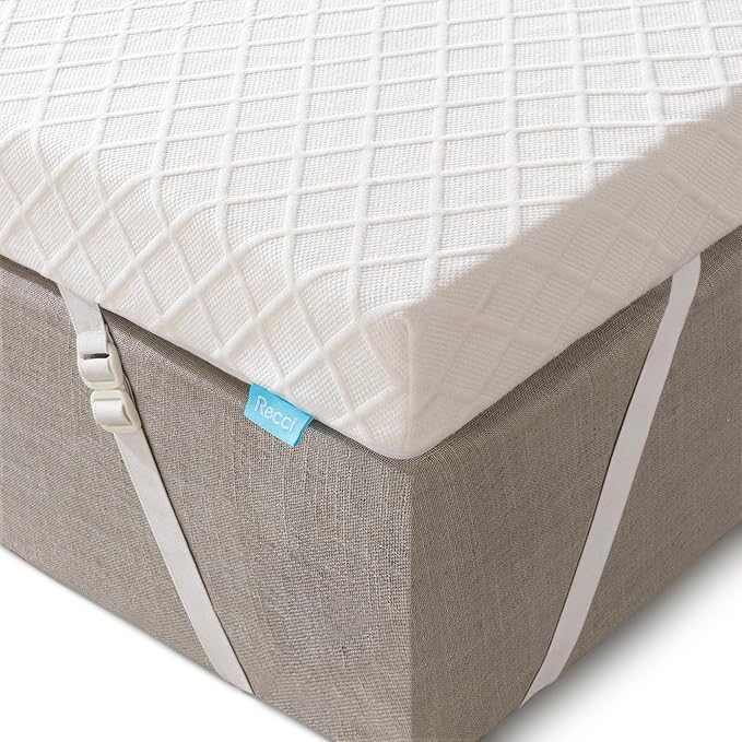 RECCI Memory Foam Mattress Topper, Pressure-Relieving Mattress Topper for Back Pain, Non-Slip Design with Removable & Washable Cover, CertiPUR-US Certified, 3 Inch Twin