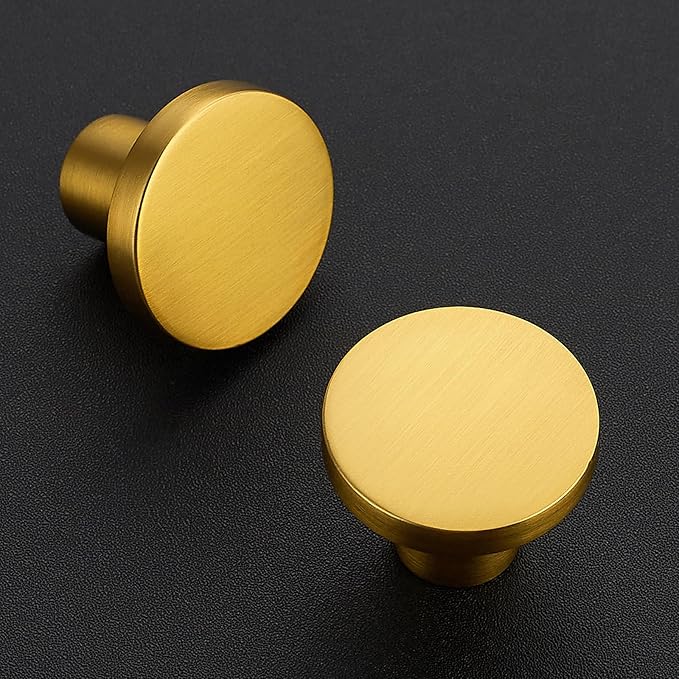 Ravinte 10 Pack Cabinet Knobs Gold Kitchen Cabinet Knobs Round Dresser Drawer Pulls Closet Door Pulls 1-1/5 Inch