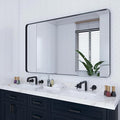 VocalStar 60 x 36 Inch Black Bathroom Mirror for Wall, Large Rounded Rectangle Metal Framed Bathroom Wall Vanity Mirror Farmhouse, 1/4-inch Shatterproof Glass | Ultra-Flush Hanging