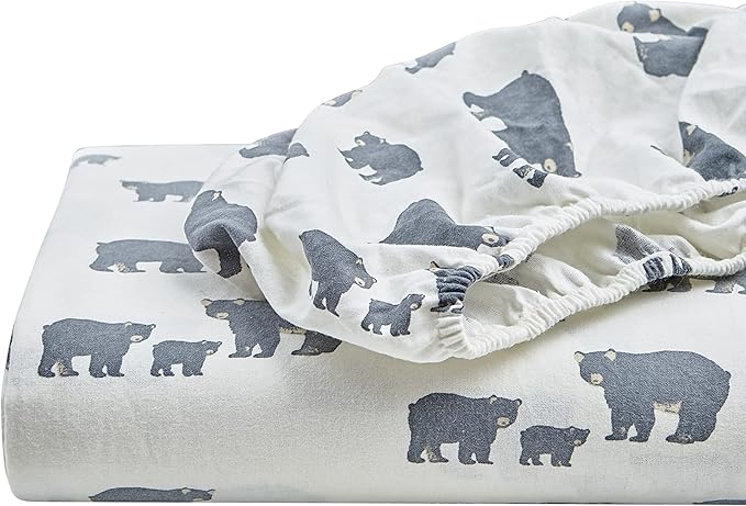 Eddie Bauer - Sheets, Cotton Flannel Bedding Set, Brushed for Extra Softness, Cozy Home Decor (Beacon Hill Ivory, King)