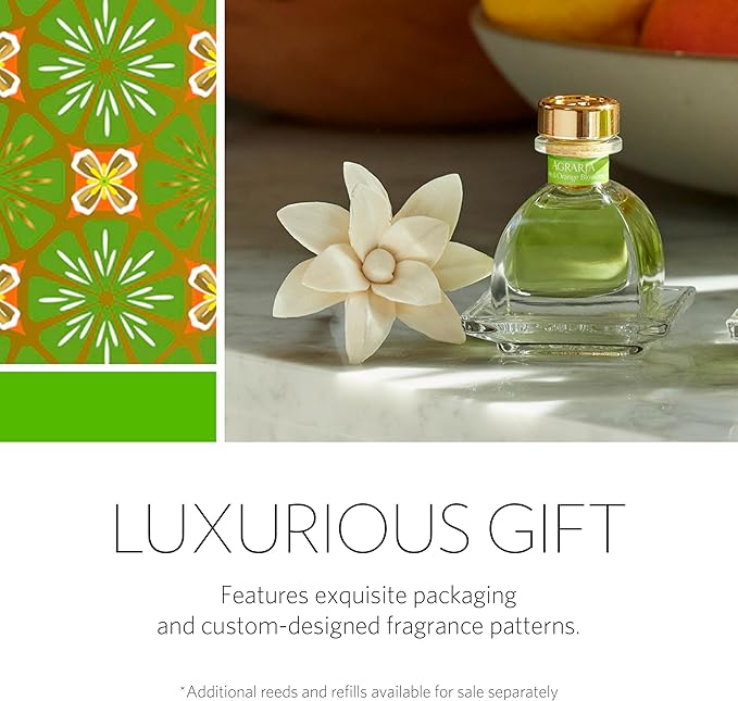AGRARIA PetiteEssence Flower and Reed Diffuser Set, Hand Crafted Sola Flower Botanical Home Fragrance Set, Scented Oil Gift for All Occasions