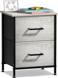 Sorbus Nightstand Dresser with 2 Faux Wood Drawers - Bedside Table Chest with Storage Bedroom, Living Room, Closet & Dorm Furniture Lamp Stand - Steel Frame, Wood Top, Easy Pull Fabric Bins