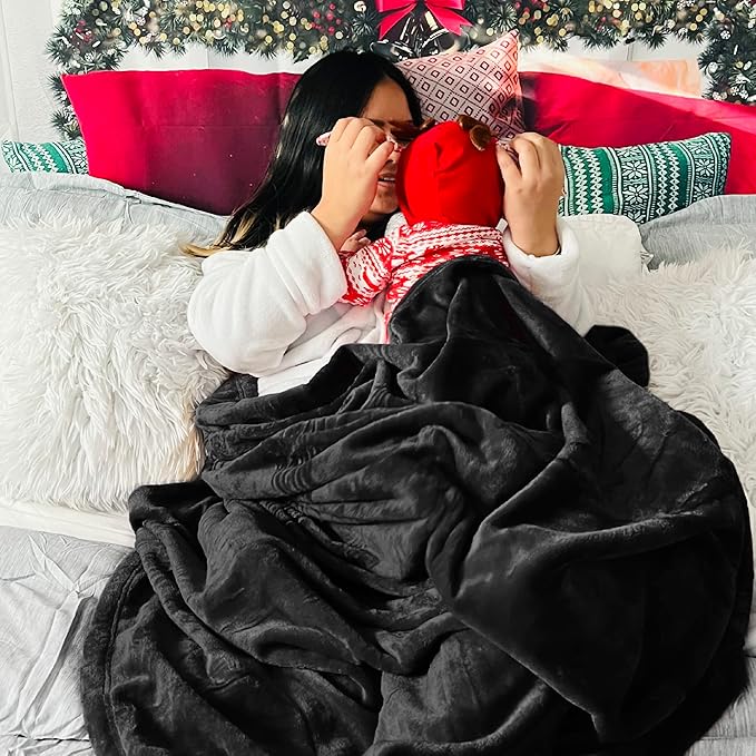 Bedsure GentleSoft Fleece Blanket California King Size Black - Lightweight Plush Fuzzy Cozy Soft Bed Blankets, 102x96 inches