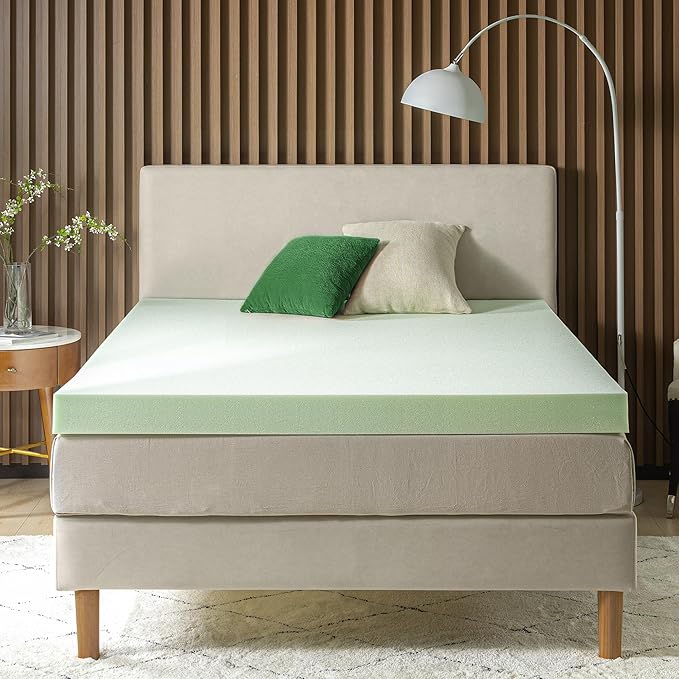 ZINUS 4 Inch Green Tea Memory Foam Mattress Topper, Smaller, More Convenient WonderBox Packaging, Pressure-Relieving Layers, CertiPUR-US Certified, King
