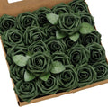 Ling’s Moment Artificial Flowers 50Pcs Emerald Green Roses Decor w/Stems,3" Real Touch DIY Foam Floral for Wedding Bouquet/Centerpieces, Outdoors Party Backdrop, Room/Table, and Garden/Pot Decorations