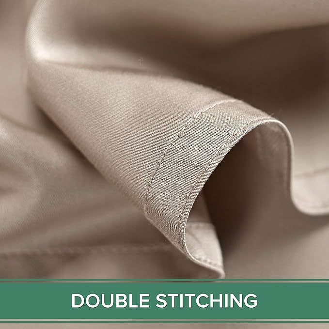 Full Sheets by Pure Bamboo, Genuine 100% Organic Viscose Derived from Bamboo Bed Sheet Set, Luxuriously Soft & Cooling, Double Stitching, Lifetime Quality Promise (Full, Sand)