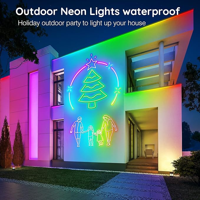 AILBTON 150Ft Neon Rope Lights,Flexible Led Rope Lights Control with App/Remote,Multiple Modes Rope Lights,IP65 Outdoor RGB Led Neon Light Waterproof,Music Sync Gaming