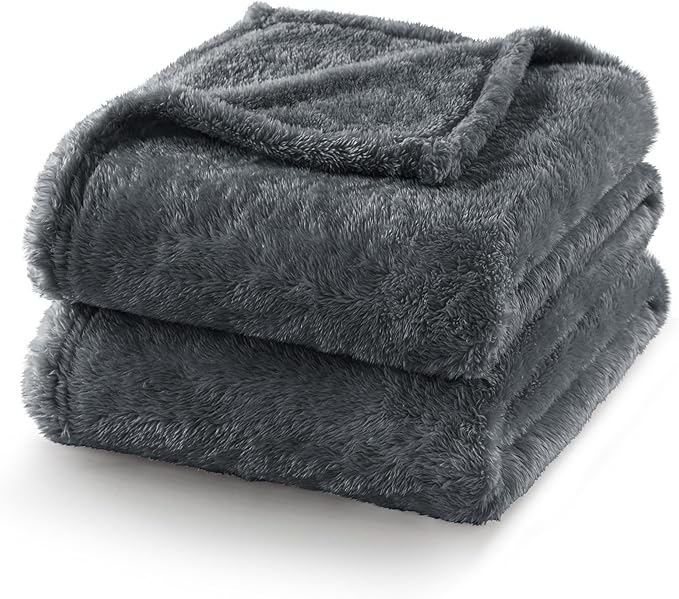 Exclusivo Mezcla Plush Fuzzy Fleece Bed Blanket King Size, Super Soft, Fluffy and Warm Blankets, Suitable for All Seasons (Dark Grey, 90x104 Inches)