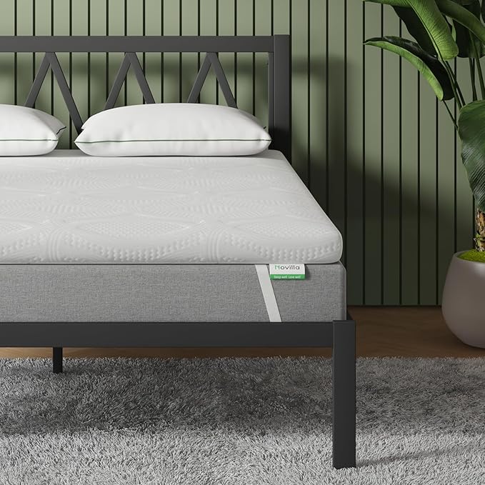 Novilla 3 Inch Mattress Topper King, Ventilated Design Gel Memory Foam Mattress Topper for Back Pain & Pressure Relieving, Supportive & CertiPUR-US Certified