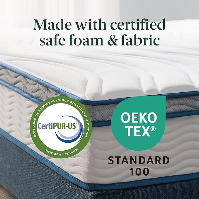 ZINUS 10 Inch Spring Sensation Hybrid Mattress [New Version], Full, Fiberglass Free, Medium Firmness, Durable Support, Certified Safe Foams & Fabric, Mattress in A Box