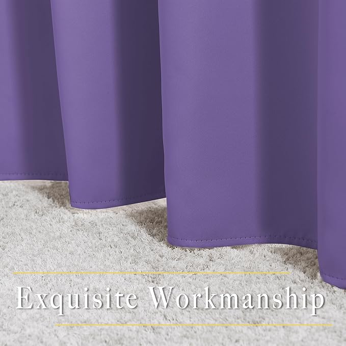NICETOWN Thick Blackout Curtain and Drapes - (52 x 108, Lilac Purple, Pack of 2) Thermal Insulated Grommet Top Window Draperies for Bedroom, Block Out Light Curtain Panel