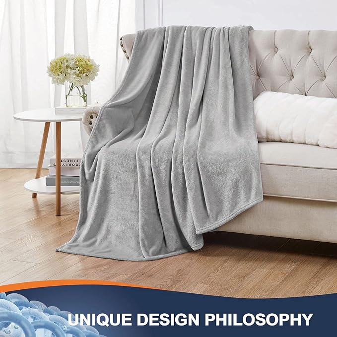 Walensee Fleece Blanket Plush Throw Fuzzy Lightweight Super Soft Microfiber Flannel Blankets for Couch, Bed, Sofa Ultra Luxurious Warm and Cozy for All Seasons (Ash Grey, 90"x90")