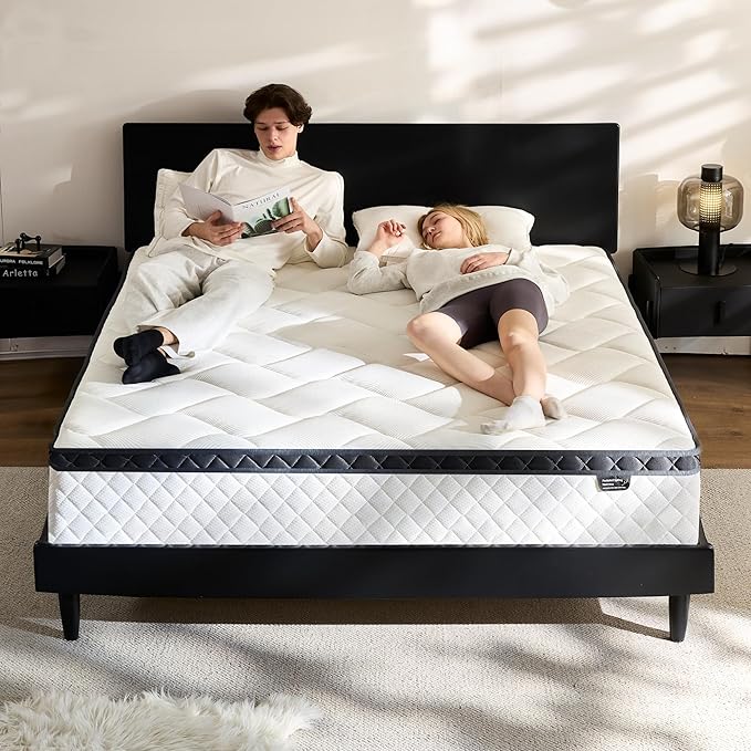 Queen Mattress in a Box, 14 Inch Hybrid Mattress with Individual Pocket Spring & Memory Foam, Motion Isolation, Medium Firm Comfort for Pressure Relief, CertiPUR-US Certified