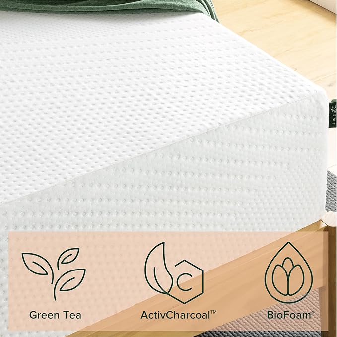 ZINUS 12 Inch Green Tea Essential Memory Foam Mattress, Queen, Mattress in A Box, Affordable Mattress, CertiPUR-US Certified