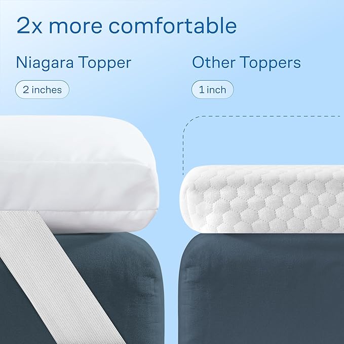 Niagara Mattress Topper Full XL - Cooling Breathable Pillow Top Mattress Pad for Back Pain Relief - Deep Pocket Topper Fits 8-20 Inches Mattress