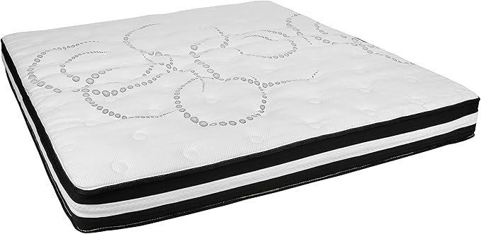 Flash Furniture Capri Comfortable Sleep 10 Inch CertiPUR-US Certified Hybrid Pocket Spring Mattress, King Mattress in a Box, White
