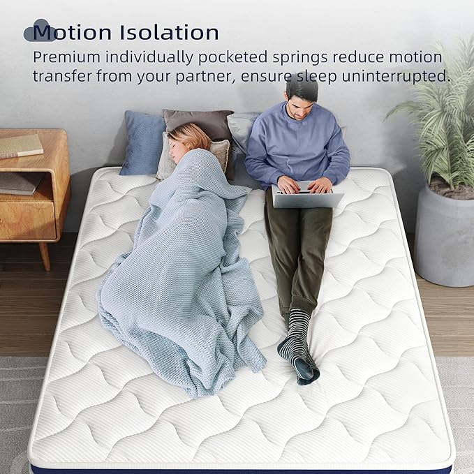 Crystli Queen Size Mattress 12 Inch-Hybrid Mattress Bed in A Box, Medium Firm for All Sleepers, Pressure Pain Relief, Motion Isolation, Fiberglass-Free, Pocket Spring, Strong Edge Support