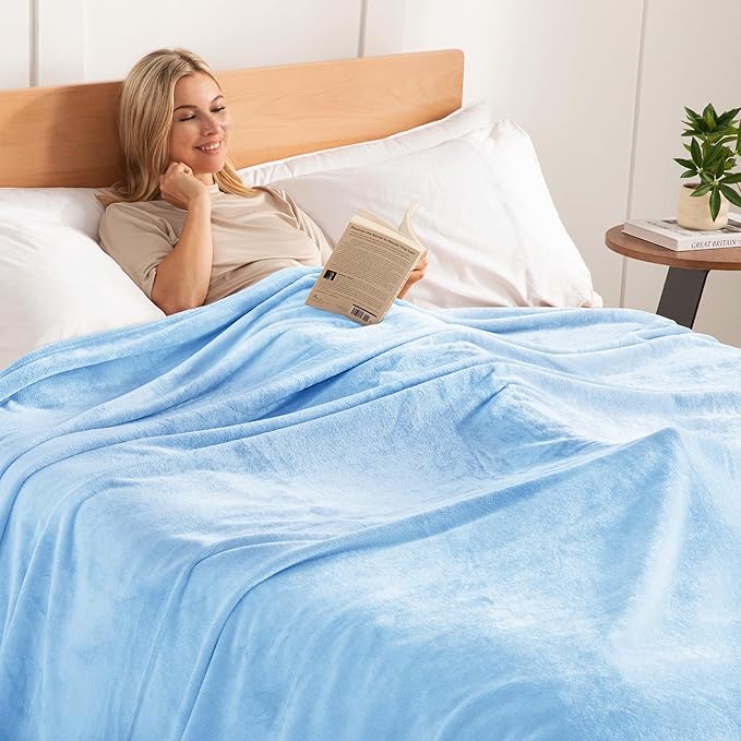 Exclusivo Mezcla Fleece Throw Blanket for Couch, Sofa, 300GSM Super Soft and Warm Blankets, Ice Blue Throw All Season Use, Cozy, Plush, Lightweight, 50x60 Inches